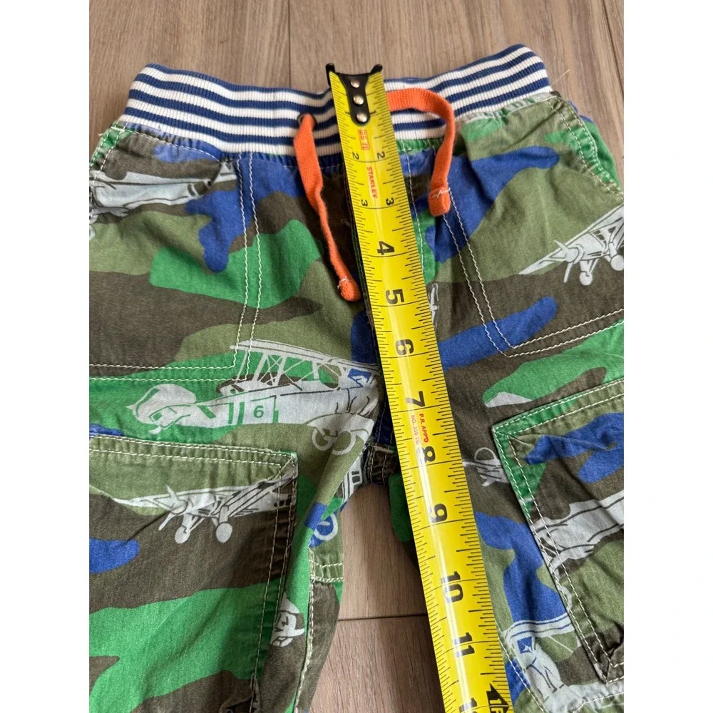 Mini Boden Boys Camo Airplane Cargo Shorts Green Blue Size 3Y‎ Elastic Waist